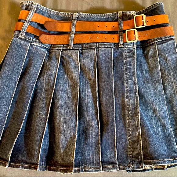 Burberry Dresses & Skirts - Burberry Denim and Tan Midi Skirt